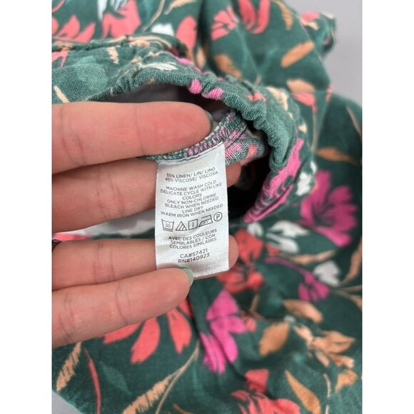 Loft women's medium green floral linen blend casual mini skirt pockets - Picture 6 of 6